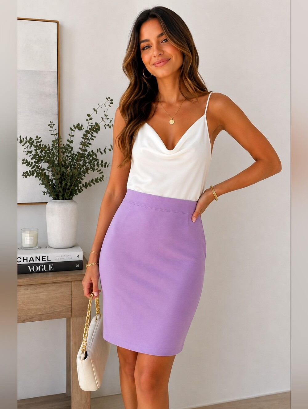 Lilac Pencil Skirt - Sleek High-Waist Women’s Skirt